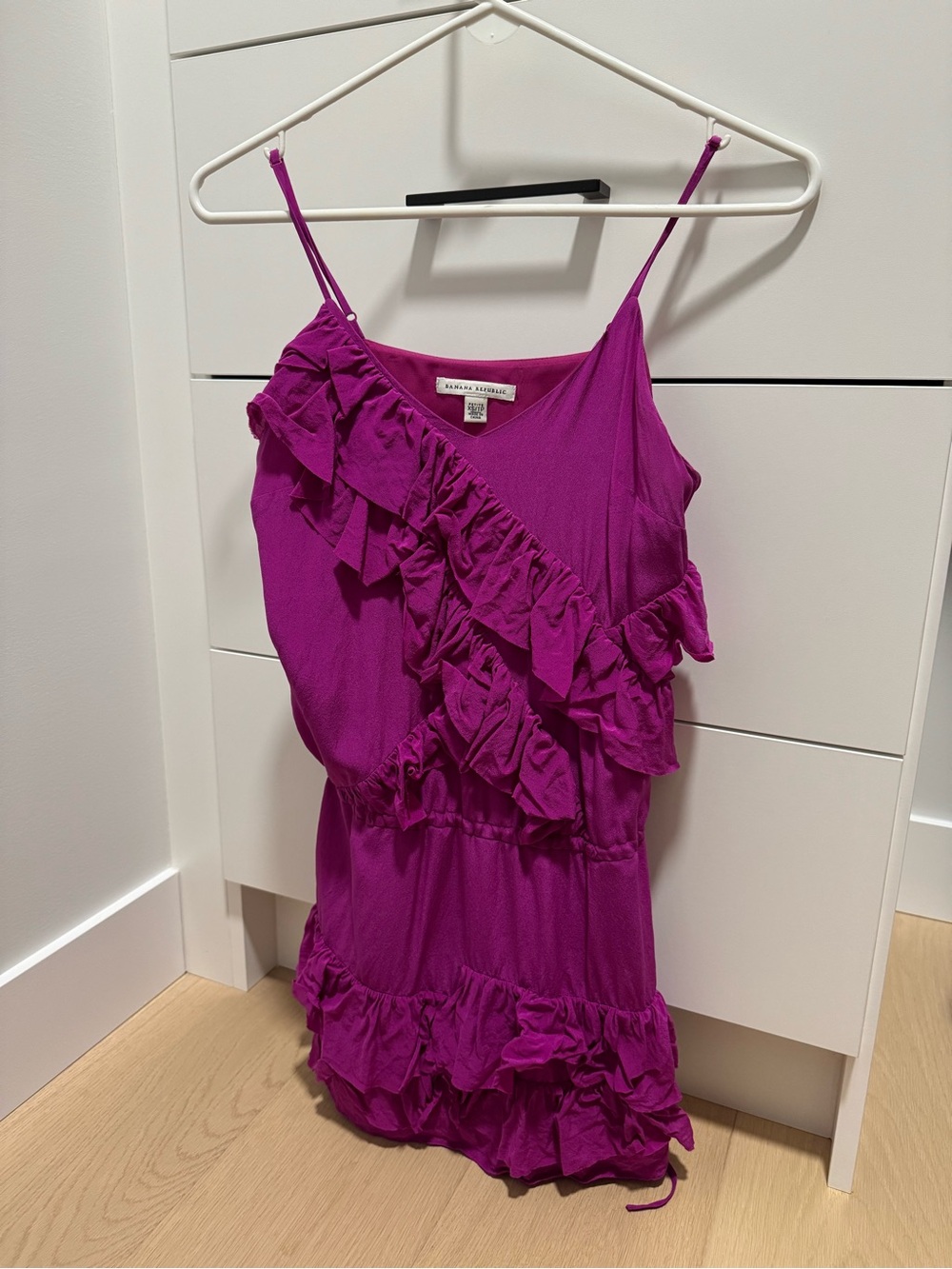 Banana Republic - Magenta Ruffle V-Neck Dress
